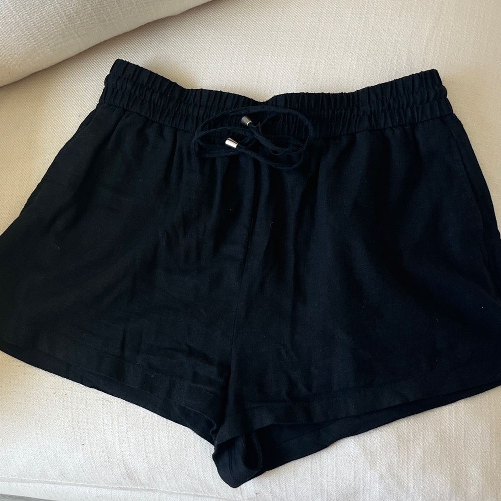 Zara Black Women's linen shorts